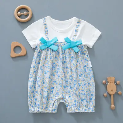 Baby Blue Floral Shorts Set for Girls 1-3 Years