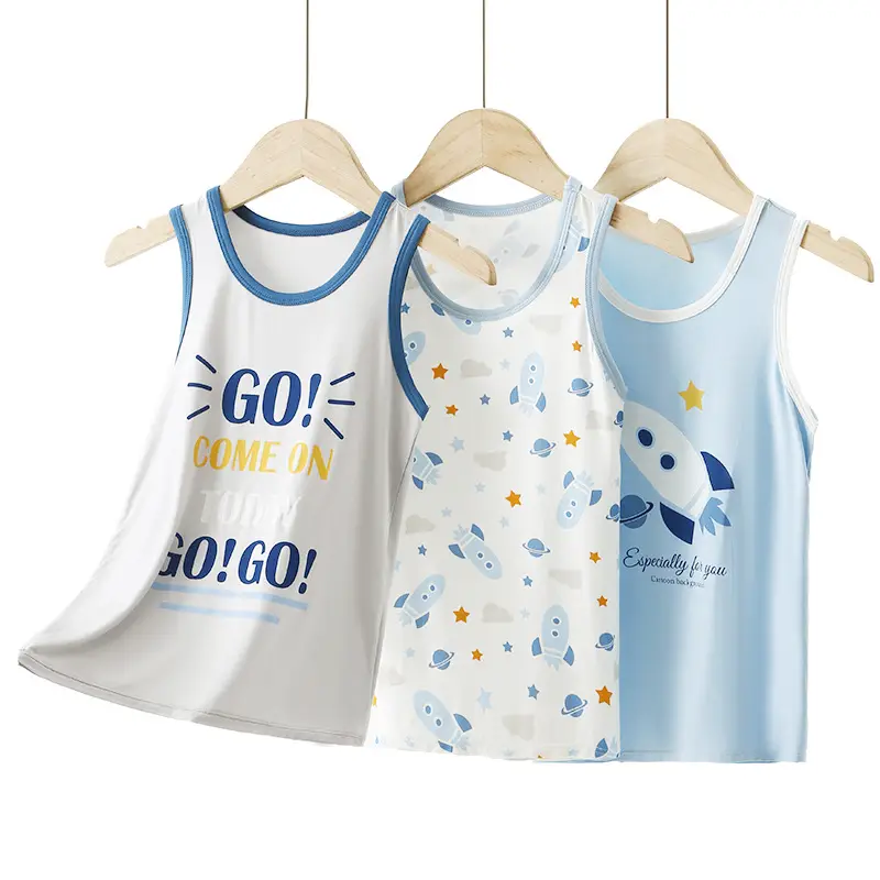 Boys' Sleeveless Vest Light Blue Ice Silk Summer - Image 7