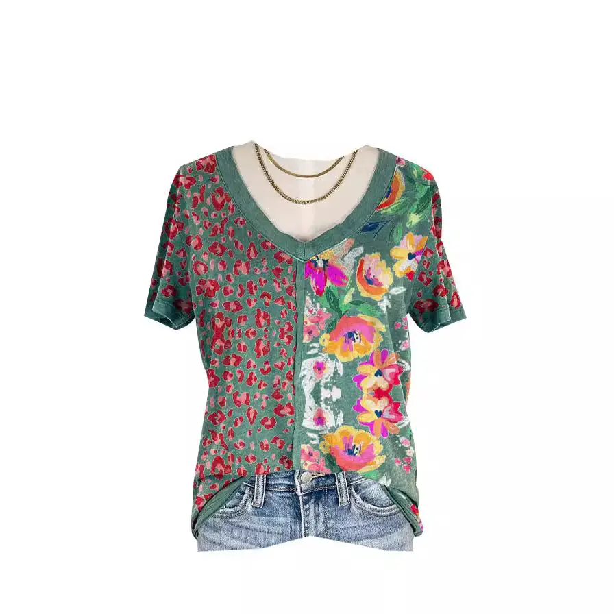 2023 Floral Print Short Sleeve T-Shirt for Women - Image 5