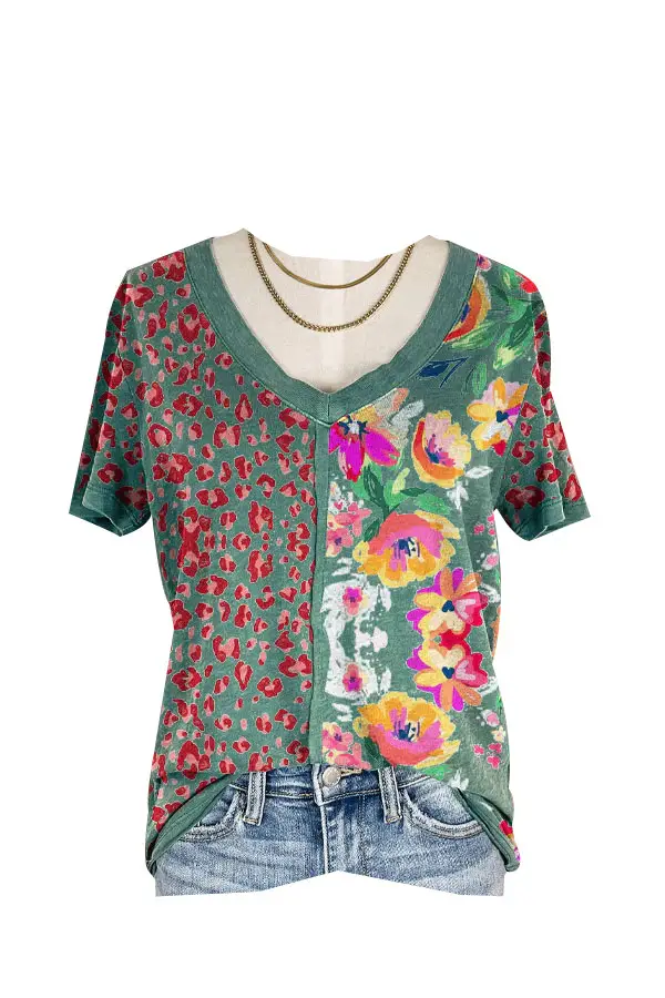 2023 Floral Print Short Sleeve T-Shirt for Women — feature 4