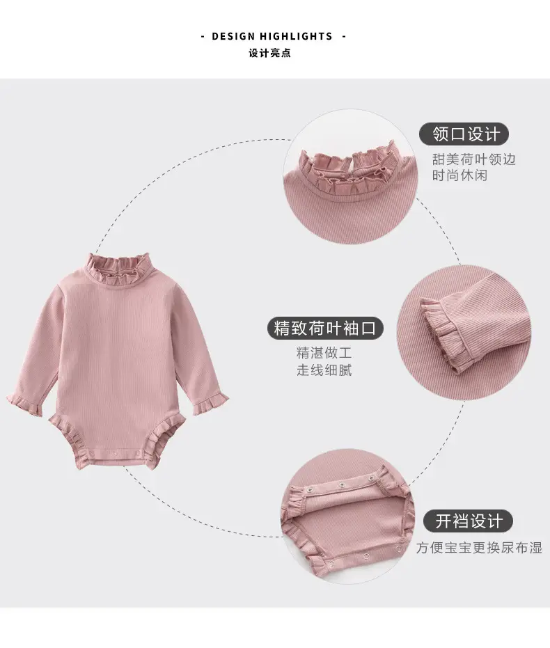 Pink Lotus Leaf Collar Baby Jumpsuit for Newborns — feature 21