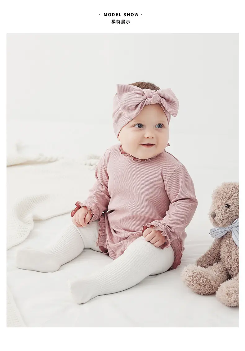 Pink Lotus Leaf Collar Baby Jumpsuit for Newborns — feature 22