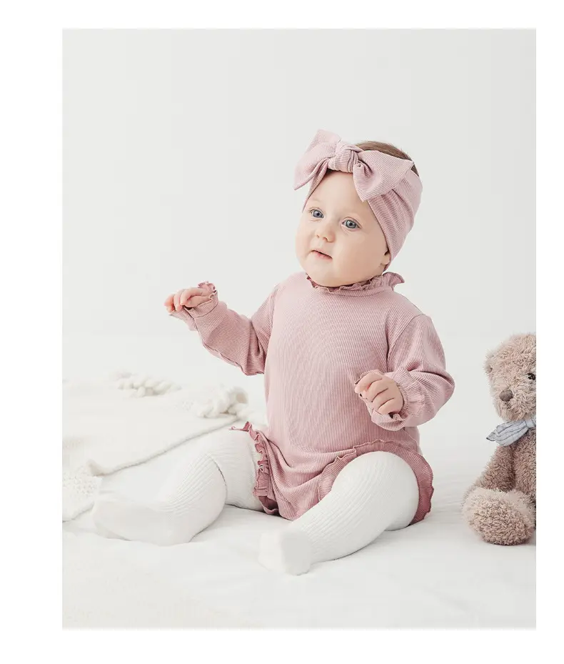 Pink Lotus Leaf Collar Baby Jumpsuit for Newborns — feature 23