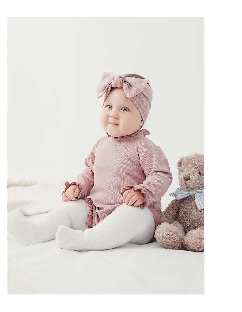 Pink Lotus Leaf Collar Baby Jumpsuit for Newborns — feature 24