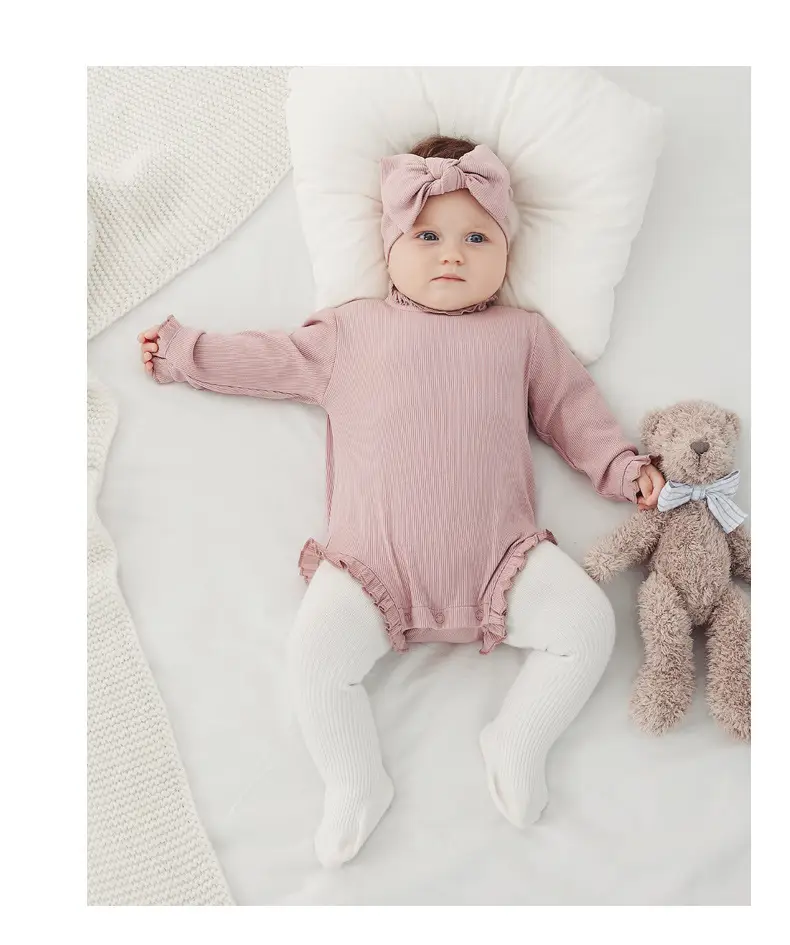 Pink Lotus Leaf Collar Baby Jumpsuit for Newborns — feature 26