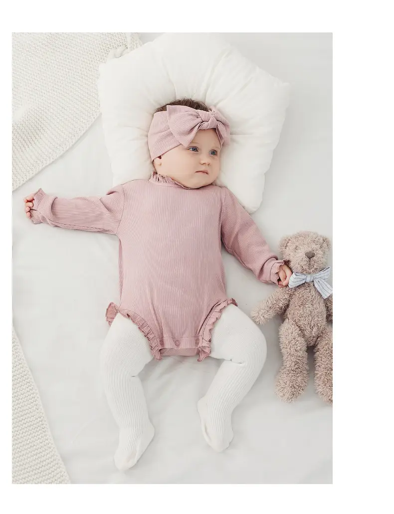 Pink Lotus Leaf Collar Baby Jumpsuit for Newborns — feature 27