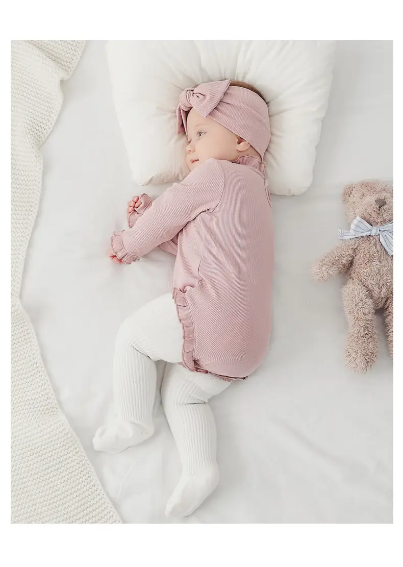 Pink Lotus Leaf Collar Baby Jumpsuit for Newborns — feature 28
