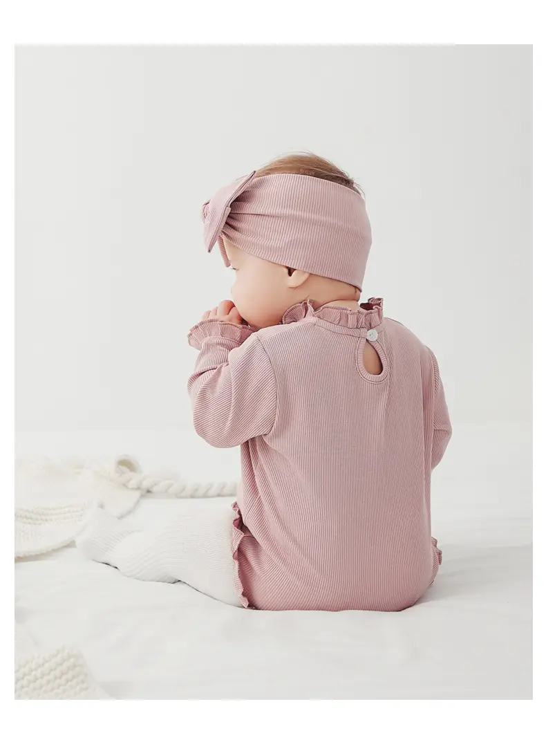 Pink Lotus Leaf Collar Baby Jumpsuit for Newborns — feature 29