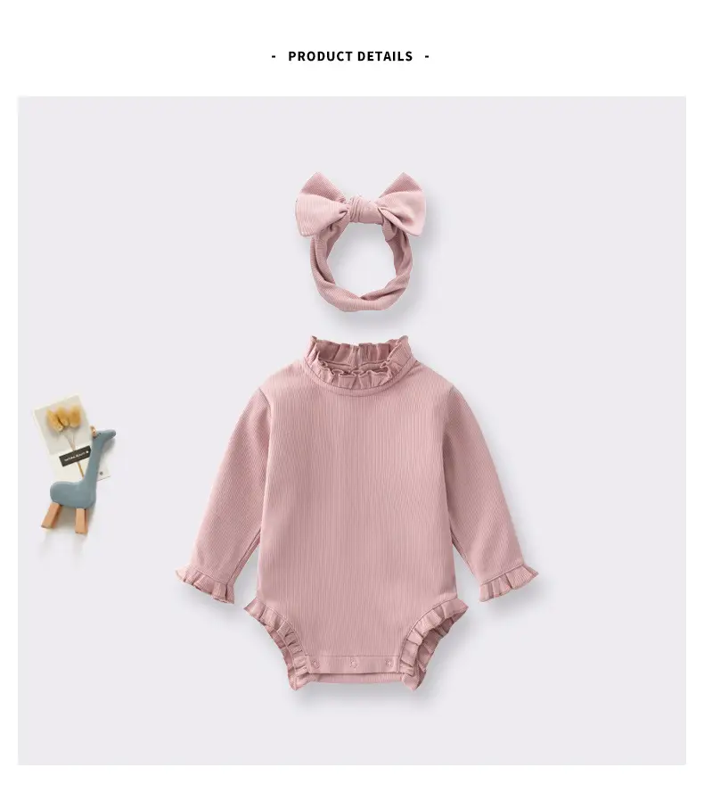 Pink Lotus Leaf Collar Baby Jumpsuit for Newborns — feature 30
