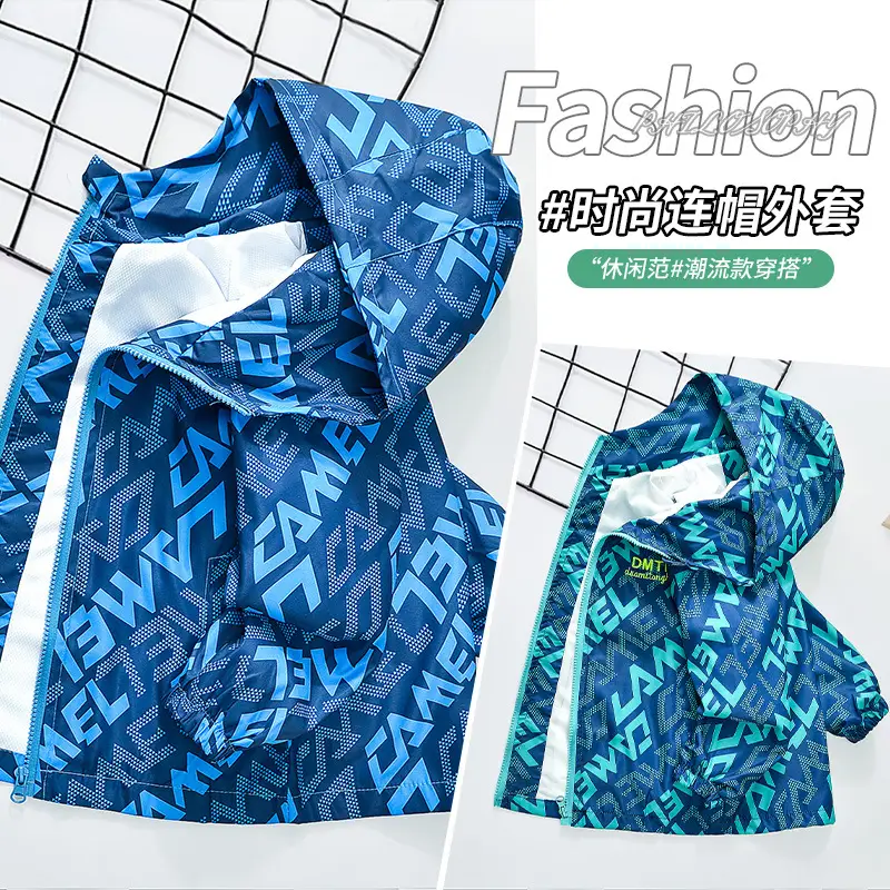 Boys' Blue Printed Mid-Autumn Coat 2025 - Image 4