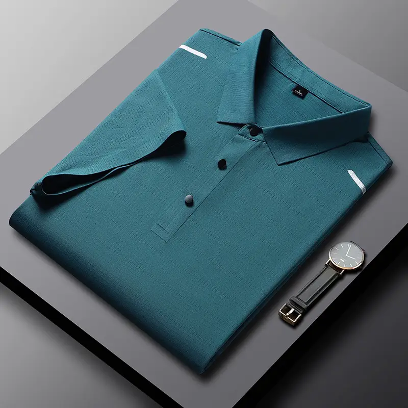 Men's White Polo Shirt with Grey Side Stripes - Image 15