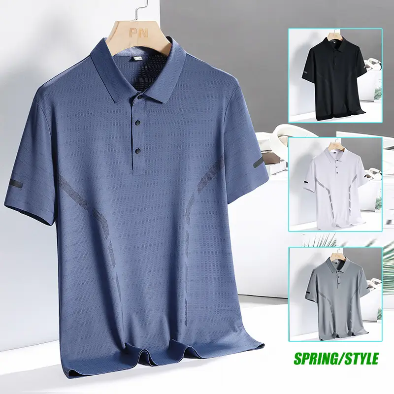 Men's White Polo Shirt with Grey Side Stripes - Image 16