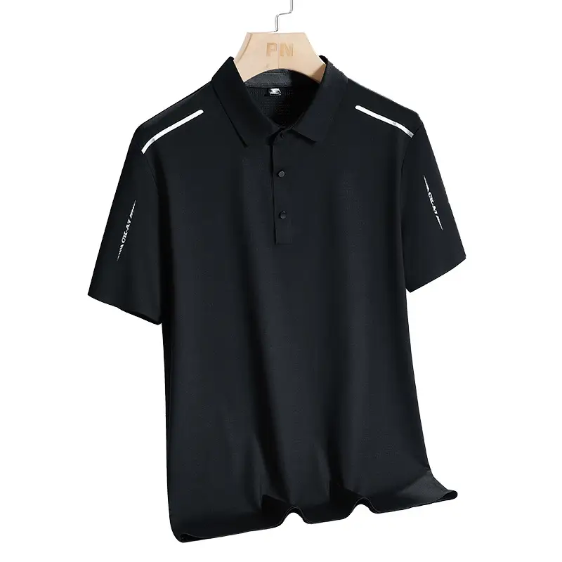 Men's White Polo Shirt with Grey Side Stripes - Image 17