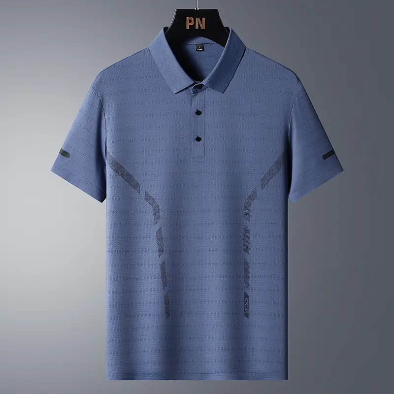 Men's White Polo Shirt with Grey Side Stripes - Image 5