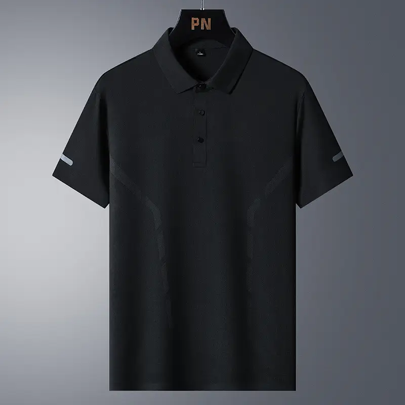 Men's White Polo Shirt with Grey Side Stripes - Image 7