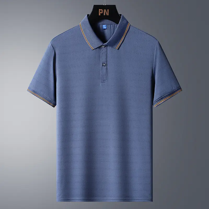 Men's White Polo Shirt with Grey Side Stripes - Image 9
