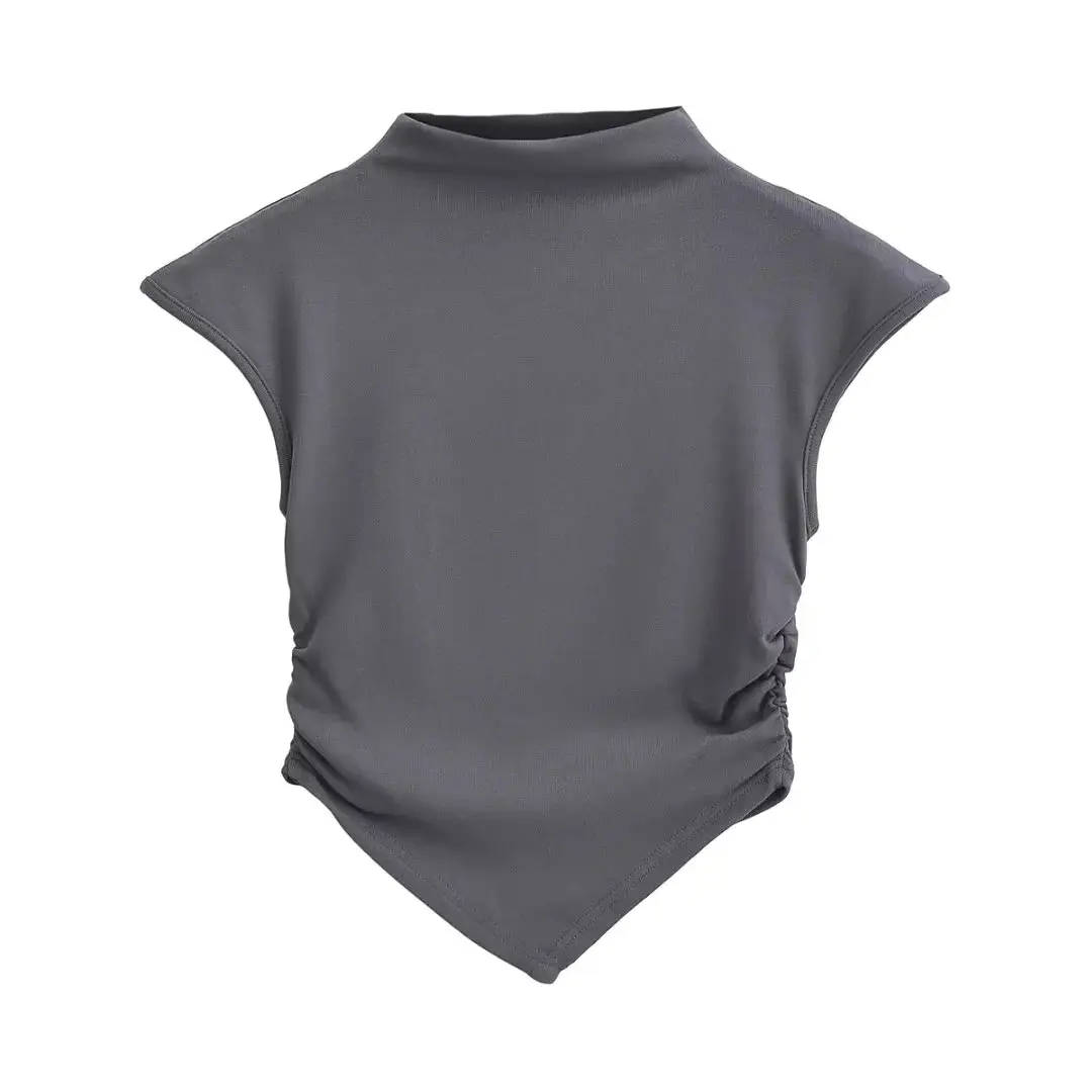 2023 Summer Women's Pink Pleated T-Shirt - Image 2