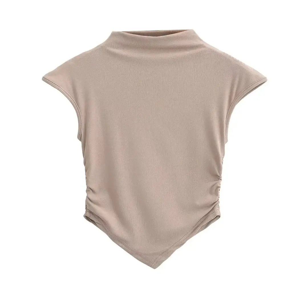 2023 Summer Women's Pink Pleated T-Shirt - Image 5