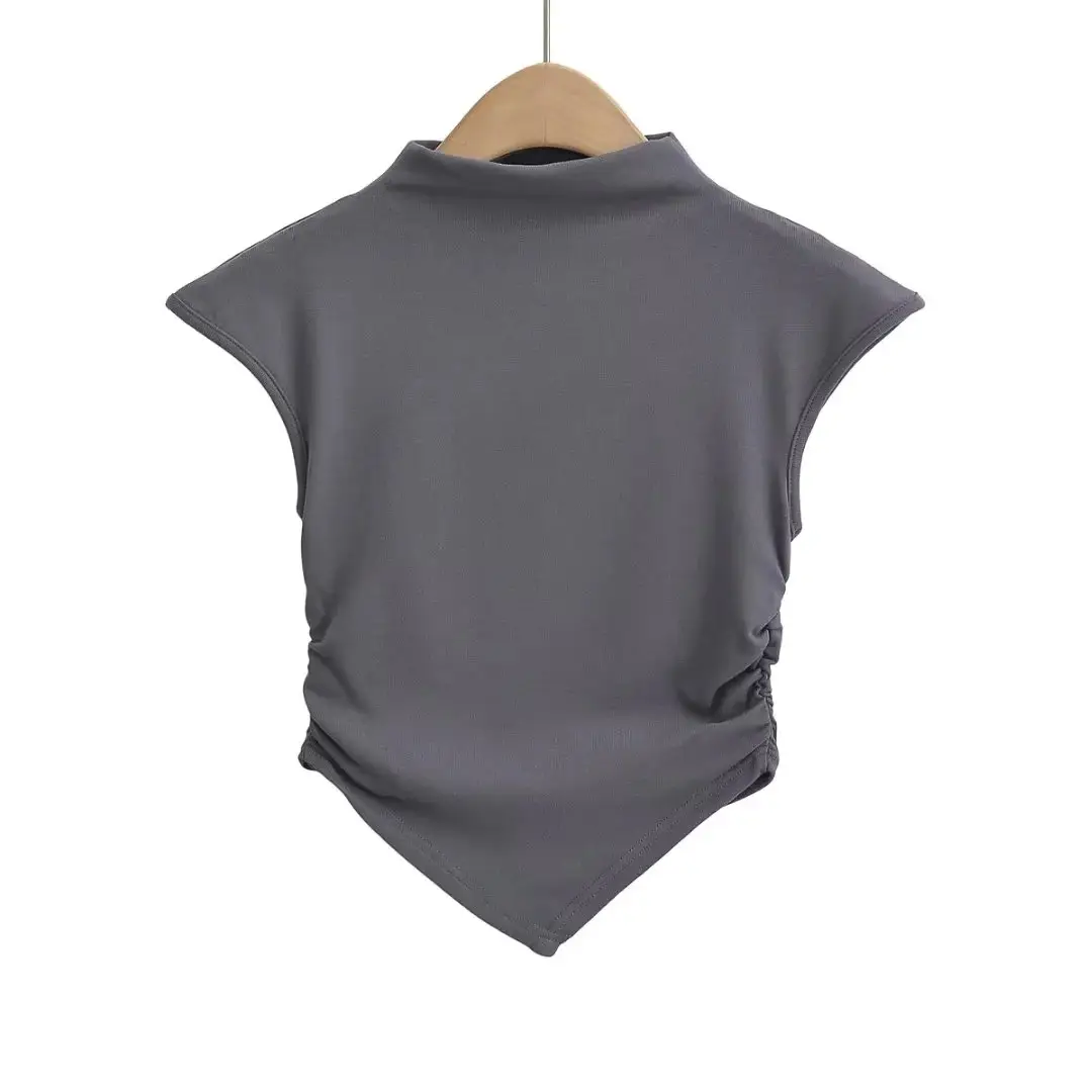 2023 Summer Women's Pink Pleated T-Shirt — feature 22