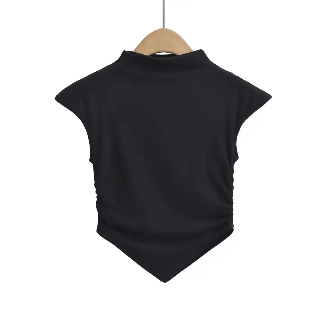 2023 Summer Women's Pink Pleated T-Shirt — feature 26