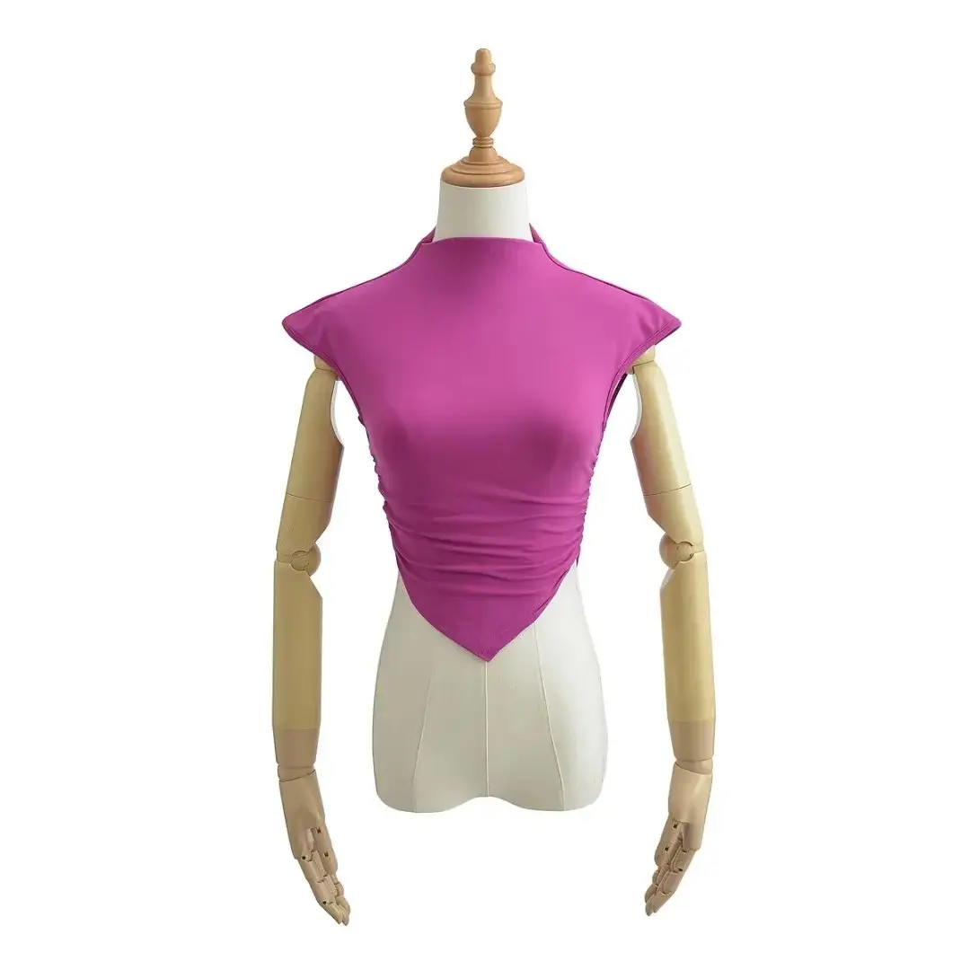 2023 Summer Women's Pink Pleated T-Shirt — feature 3