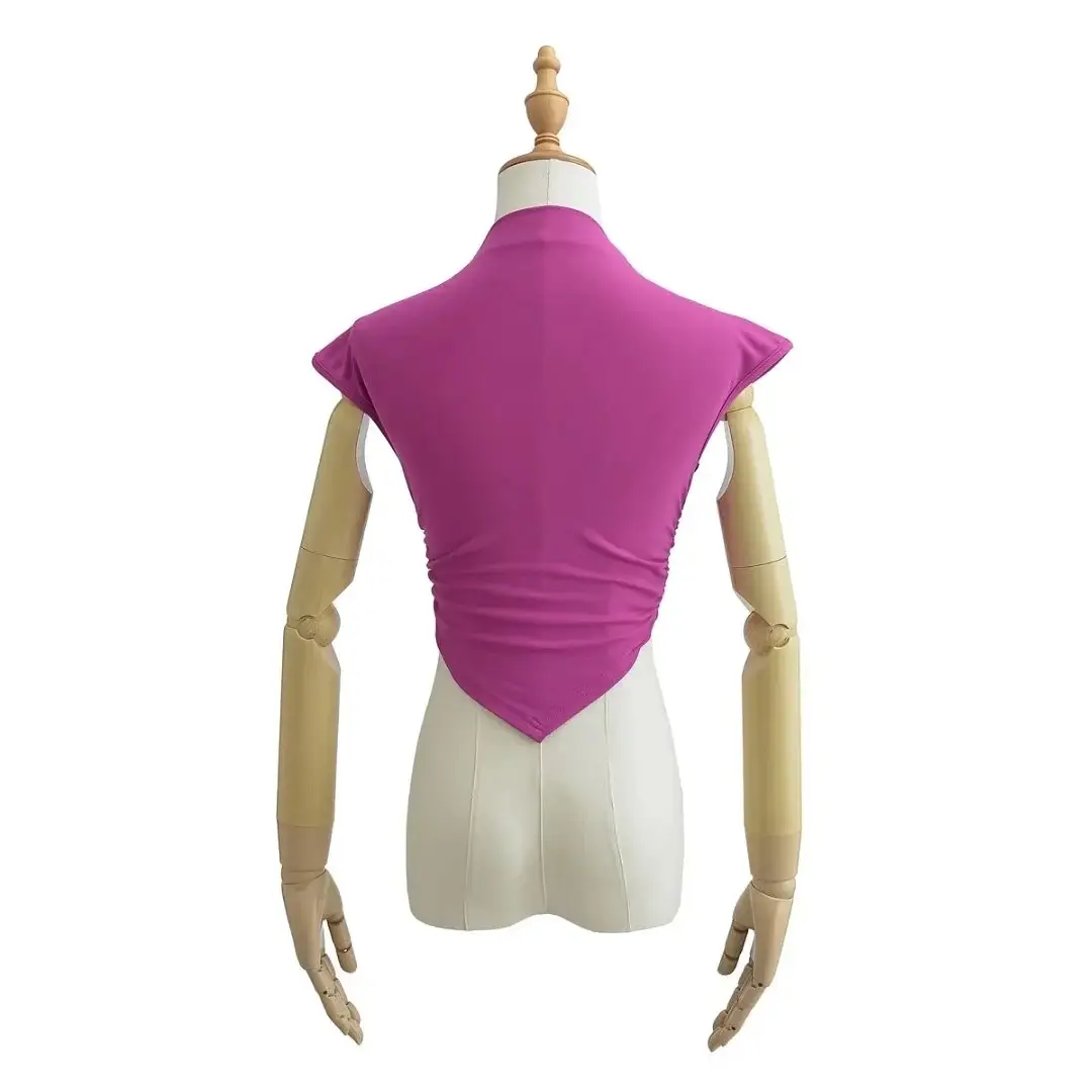 2023 Summer Women's Pink Pleated T-Shirt — feature 4