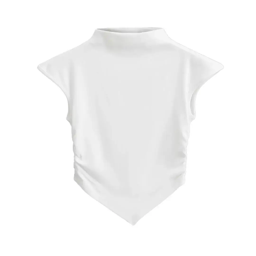 2023 Summer Women's Pink Pleated T-Shirt - Image 3