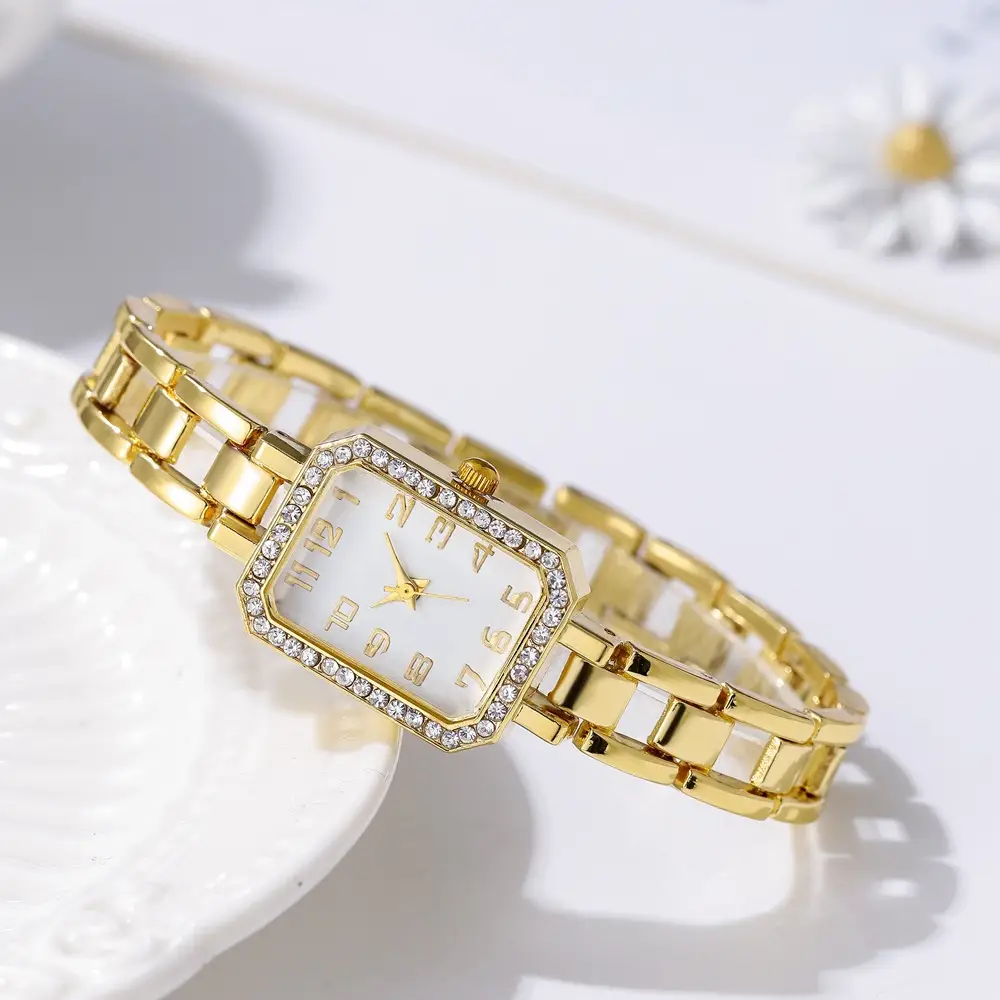 Ladies Rose Gold Rhinestone Watch with Diamond Bracelet - Image 6