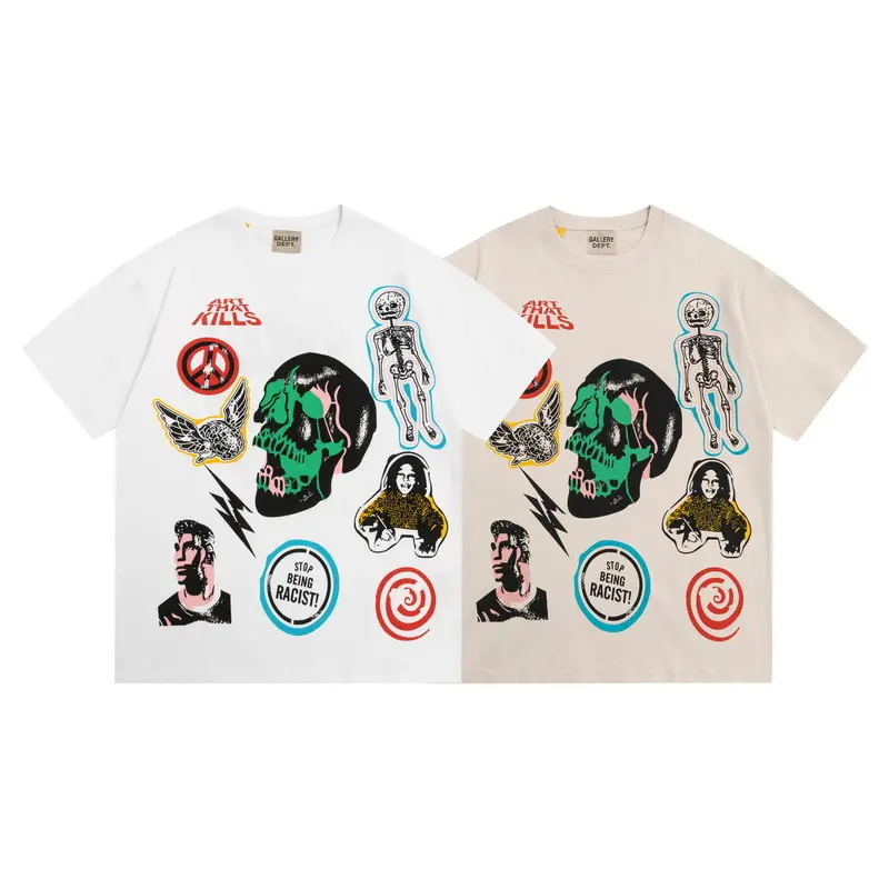 GALLERY DEPT Retro Skull Print T-Straps White