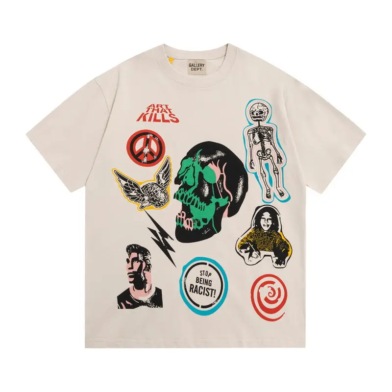 GALLERY DEPT Retro Skull Print T-Straps White