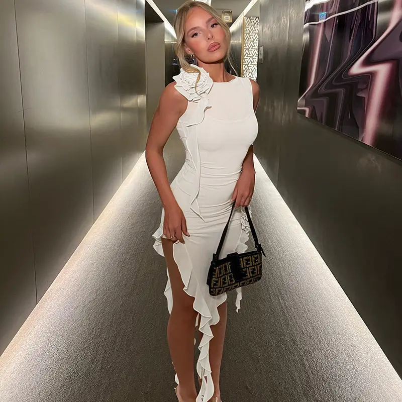 European American Cross Border Mesh Dress Sexy Stitching Ear Edge — feature 14