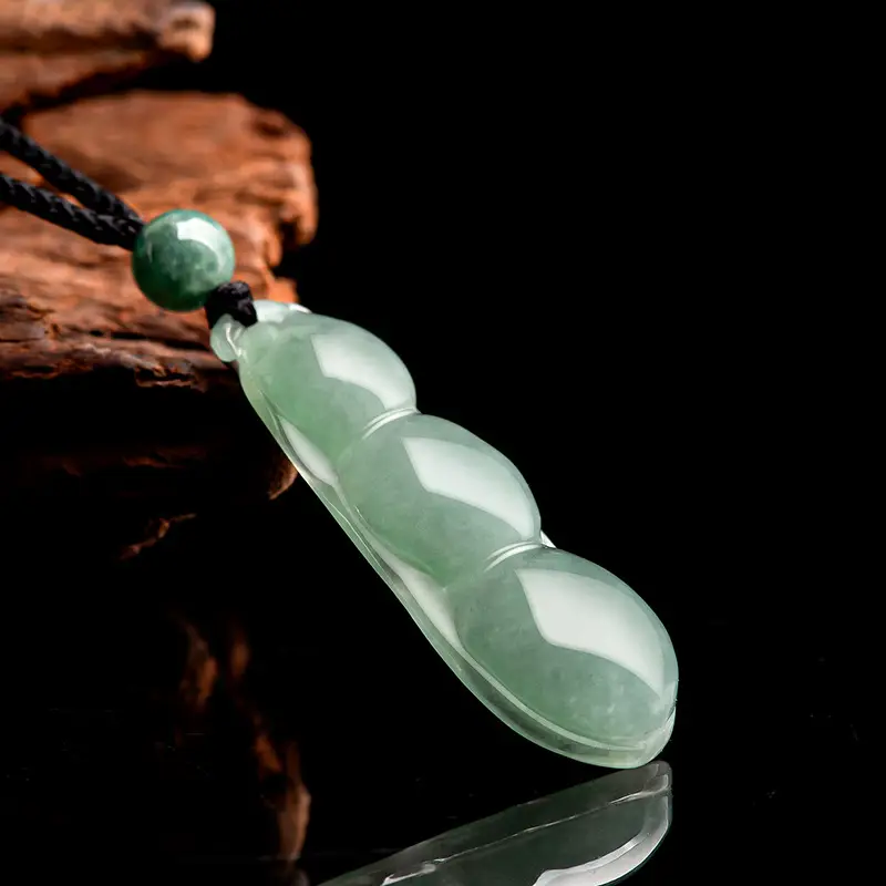 Natural Jade Oil Green Bean Pendant for Men Women - Image 2