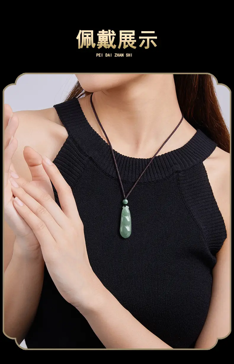 Natural Jade Oil Green Bean Pendant for Men Women — feature 8