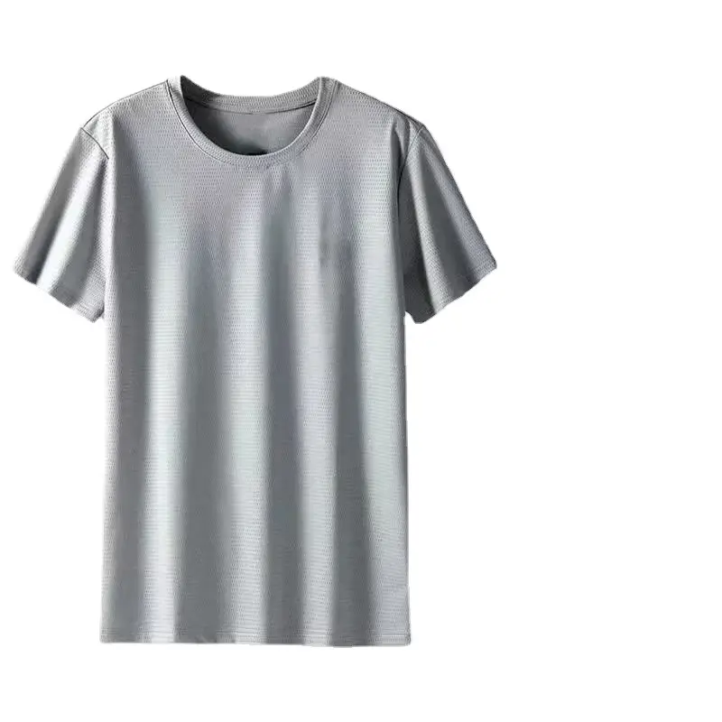 Men Black Ice Silk Sweat T-Shirt Short Sleeve - Image 8
