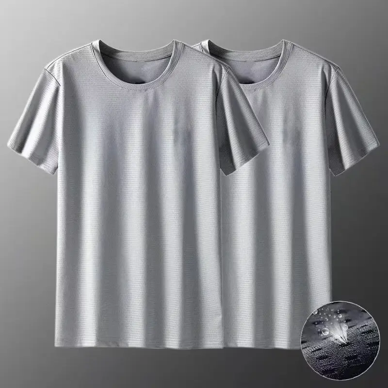 Men Black Ice Silk Sweat T-Shirt Short Sleeve — feature 11