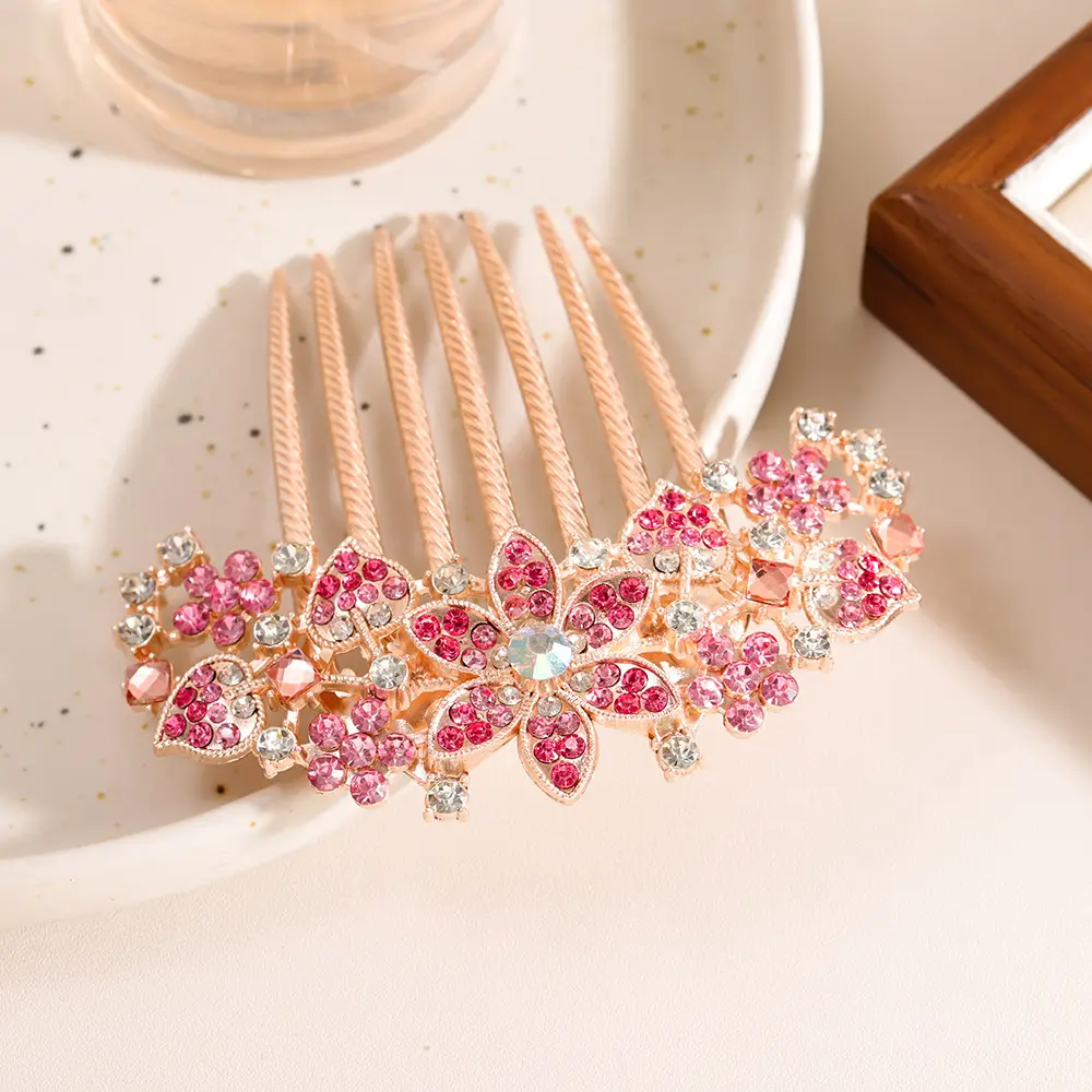Gold Rhinestone Hair Combs for Women - Image 3