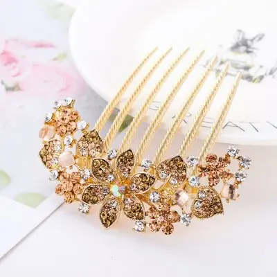Gold Rhinestone Hair Combs for Women - Image 6