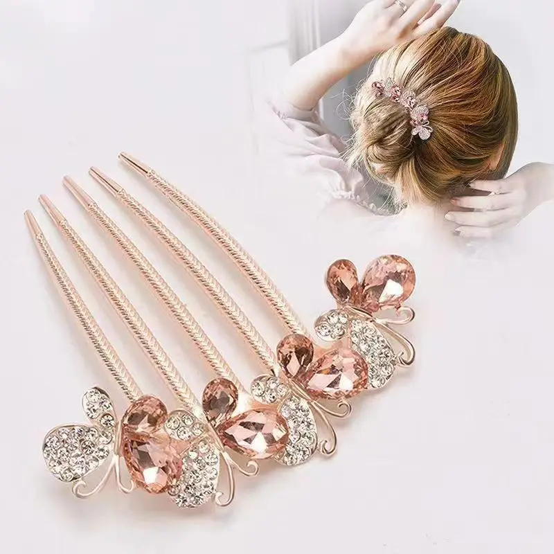 Gold Rhinestone Hair Combs for Women - Image 7