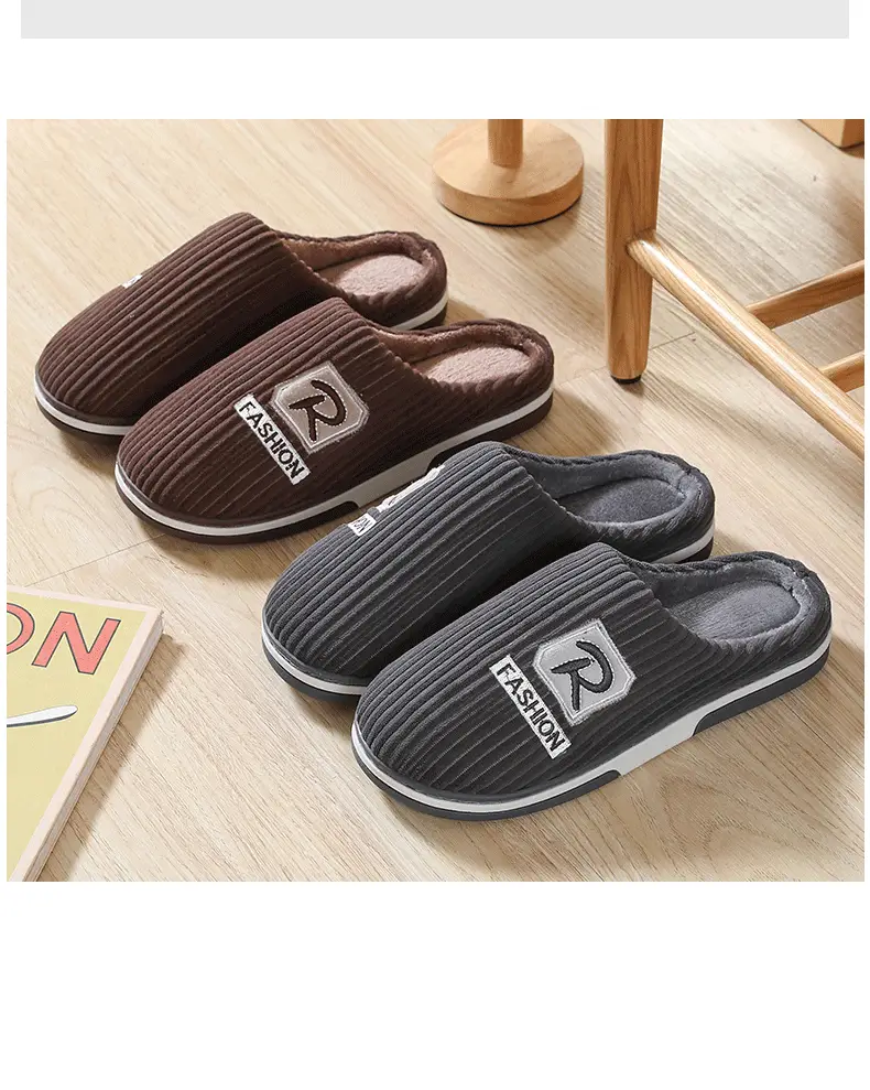 Winter Large Size Cotton Slippers for Men, Indoor Non-Slip Simple Warm Cotton Slippers, Wholesale Dropshipping, Thick Sole — feature 6