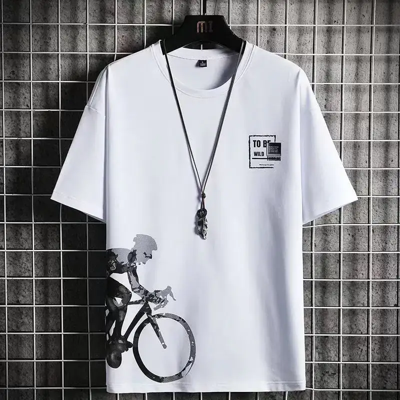 Men White Graphic T-Shirt Summer 2023 Loose Fit - Image 5