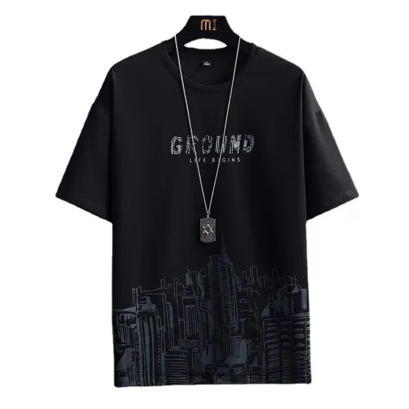 Men White Graphic T-Shirt Summer 2023 Loose Fit - Image 8