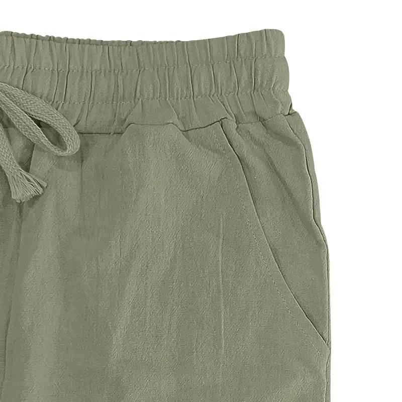 Men Linen Trousers Blue Loose Casual Straight Pants — feature 14