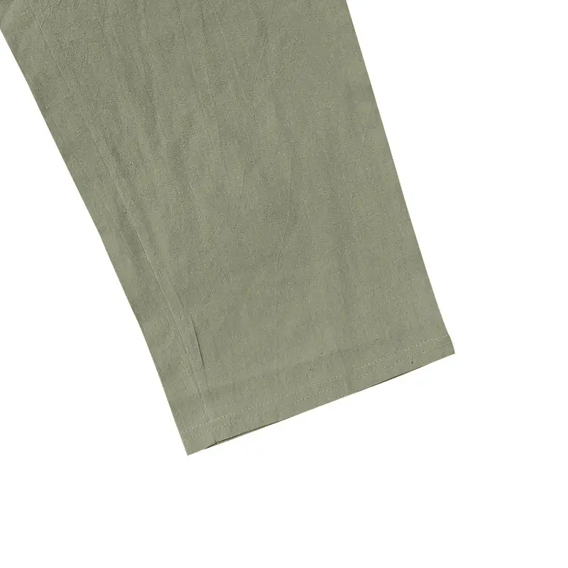 Men Linen Trousers Blue Loose Casual Straight Pants — feature 15