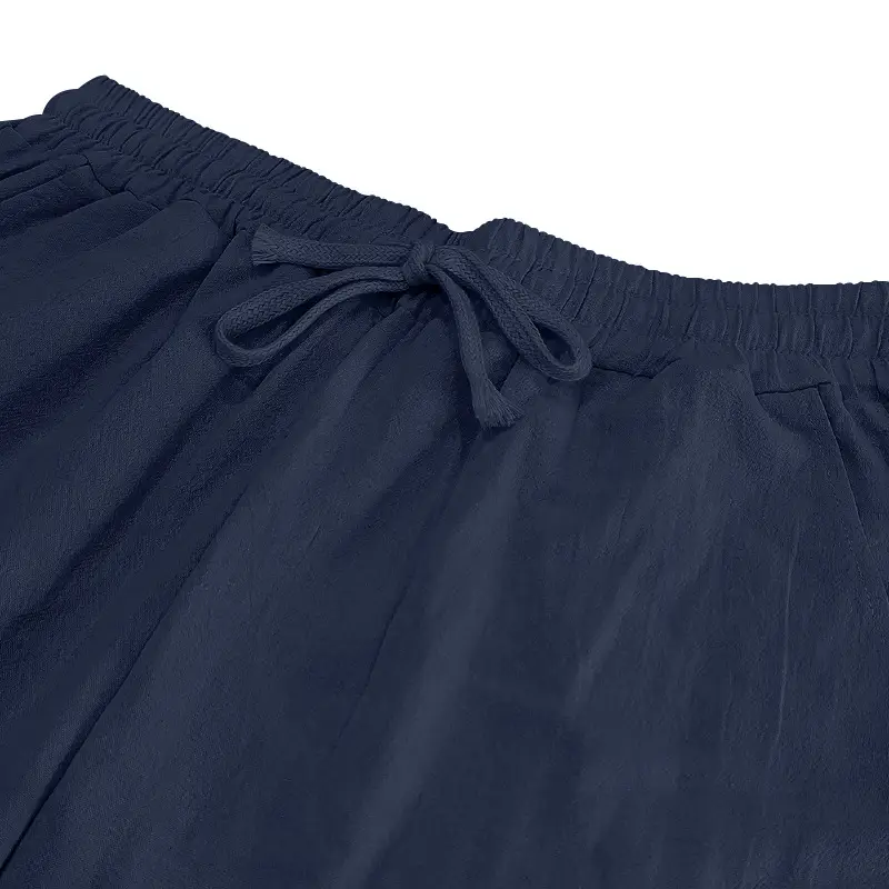 Men Linen Trousers Blue Loose Casual Straight Pants — feature 27
