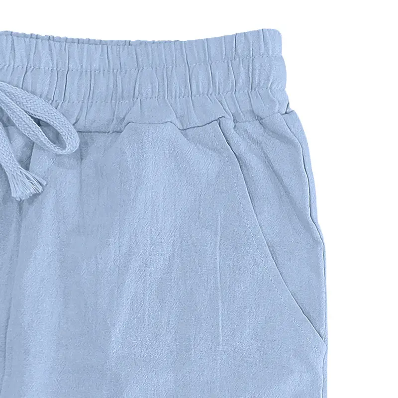Men Linen Trousers Blue Loose Casual Straight Pants — feature 7
