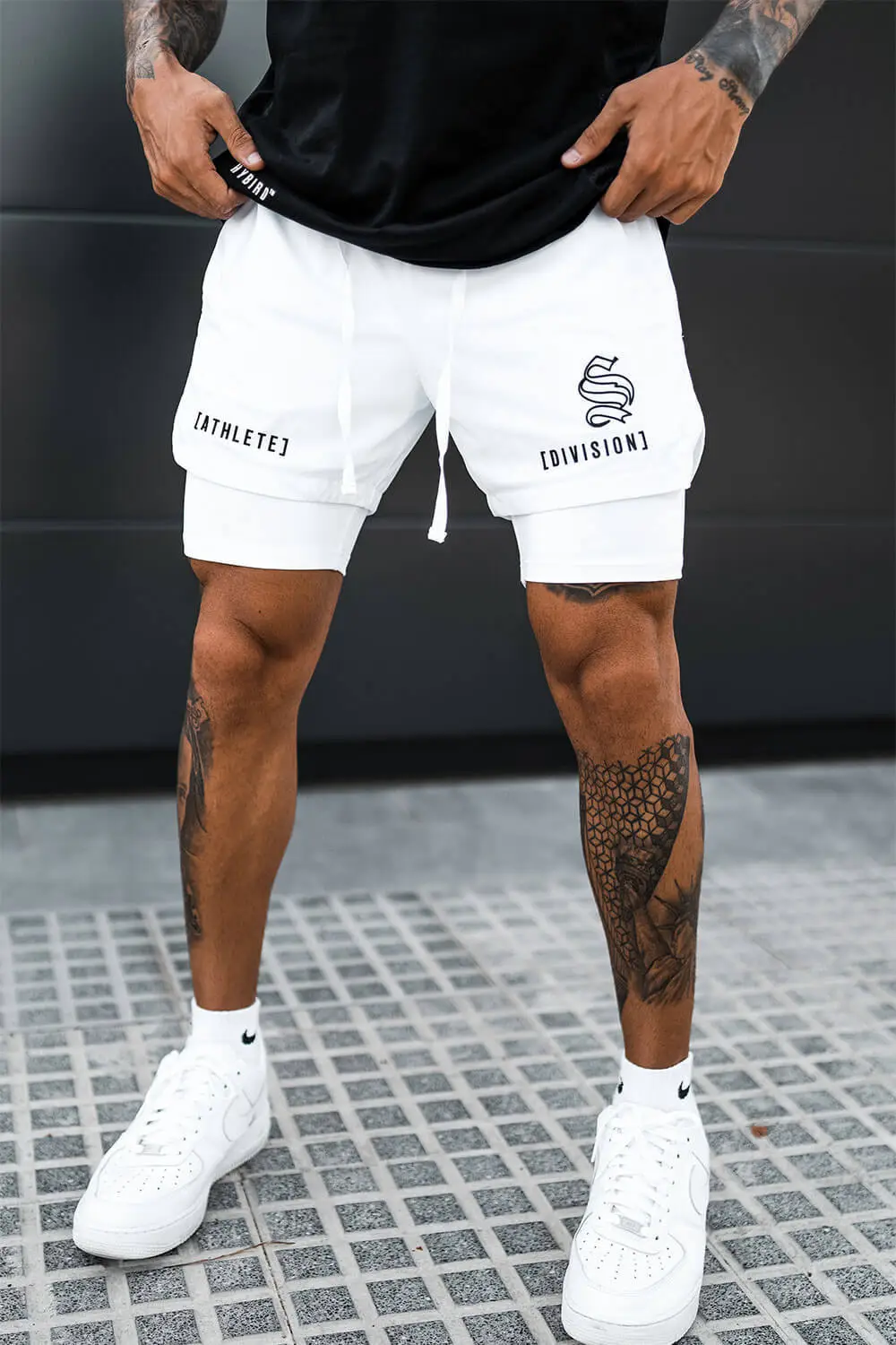 Men's Blue Camo Drawstring Shorts Athletic Wear — feature 41