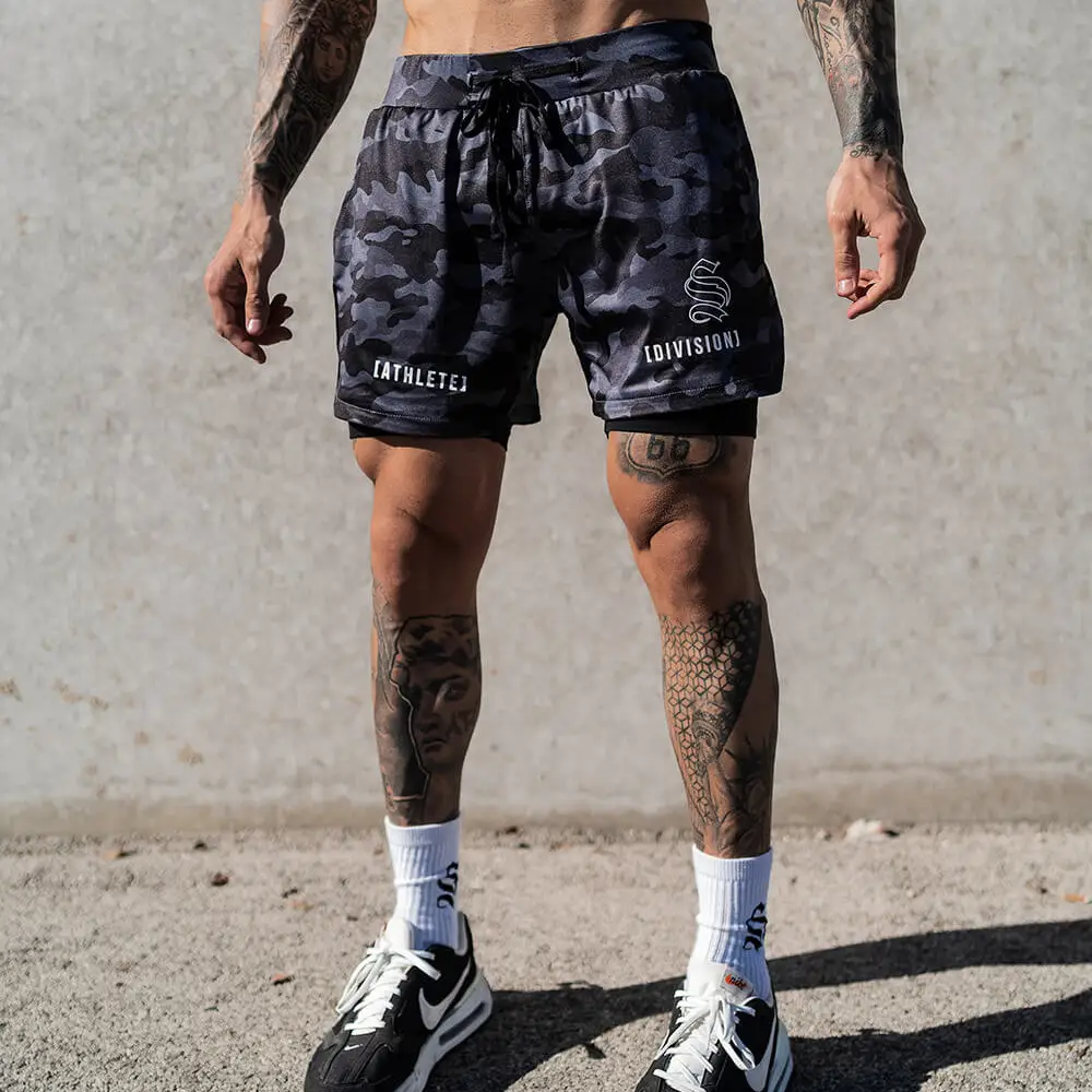 Men's Blue Camo Drawstring Shorts Athletic Wear - Image 5