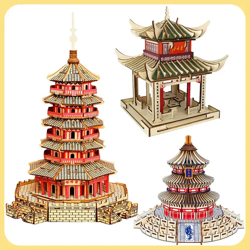 Chinese Wooden 3D Puzzle Tower Toy 331 PCS - Image 55