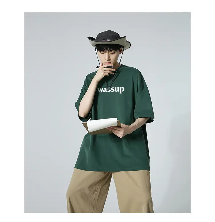 WASSUP HEODS Dark Green T-Shirt Men Women Heavy Cotton Loose — feature 3