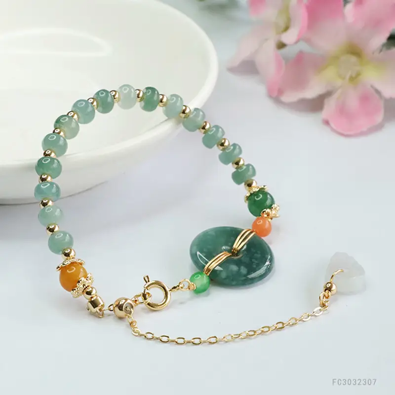 Guan Yu Jadeite Blue Bracelet with Safety Buckle - Image 3